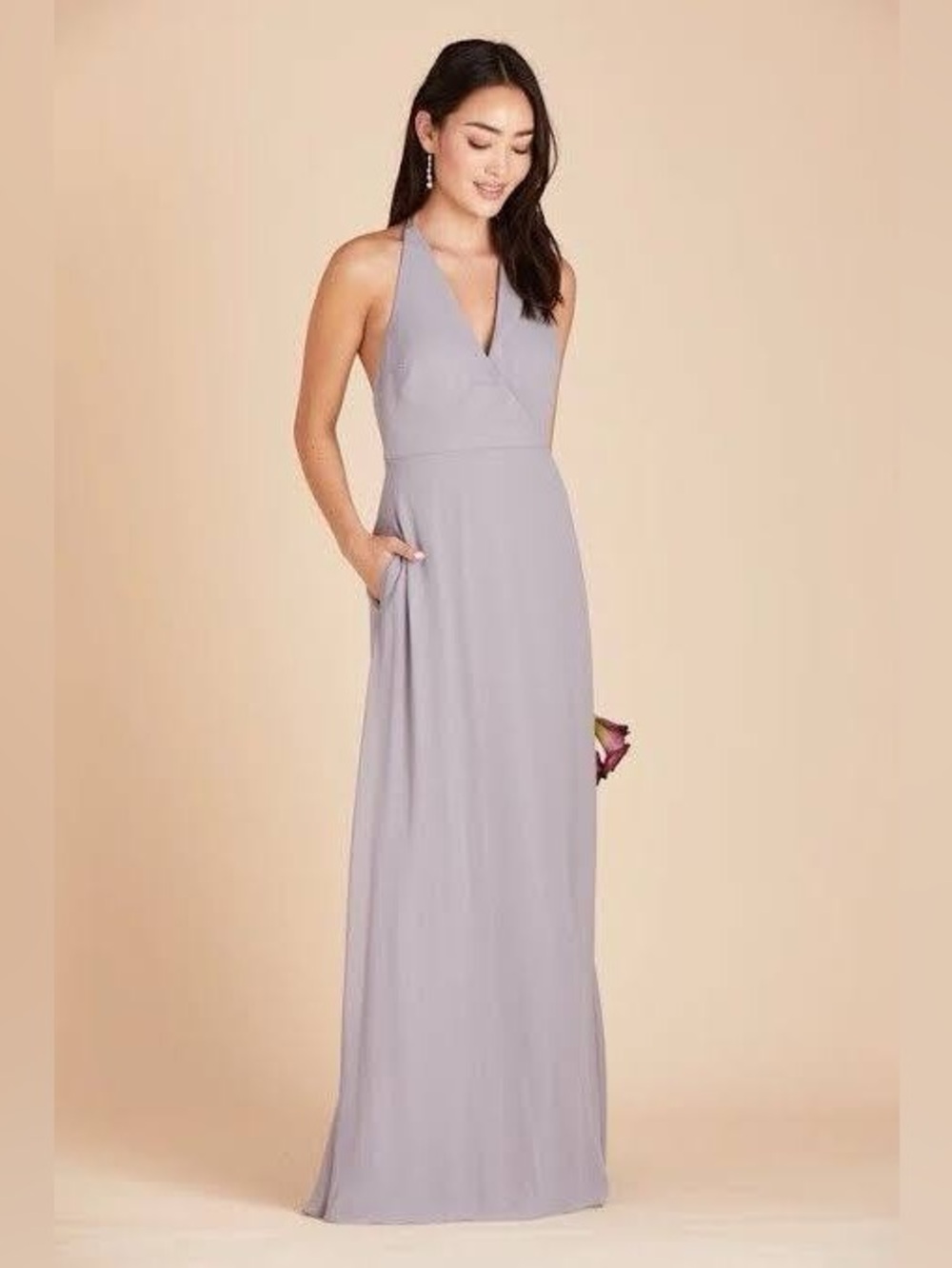 Birdy Grey Moni Convertible maxi Dress in Silver Chiffon,large